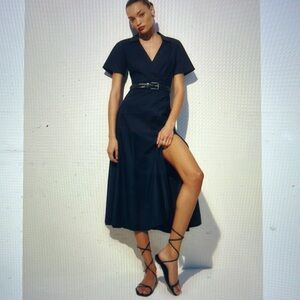 Reformation NWT Isadora Cotton Midi Dress - Navy